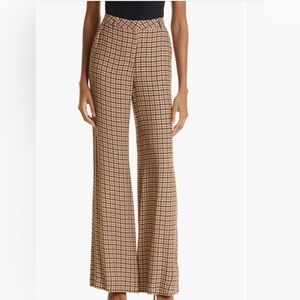 L'AGENCE Pilar Camel & Black Houndstooth Wide-Leg Pants
